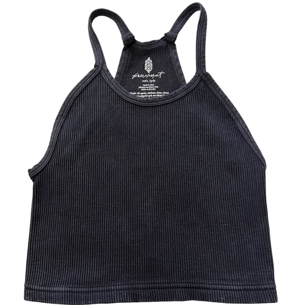 #1-Free People Happiness Runs Tank with Logo on back in Black NWOT